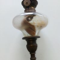 Стара газена лампа с голяма бронзова стойка за стена, снимка 9 - Антикварни и старинни предмети - 45885922
