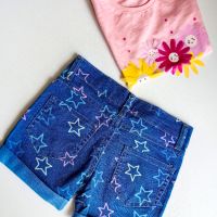Детски дънки на цветни звездички ⭐, снимка 2 - Детски къси панталони - 46200957