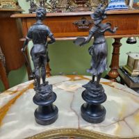 Страхотен чифт антикварни колекционерски френски фигури статуетки , снимка 2 - Антикварни и старинни предмети - 45916745