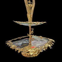 Луксозна двуетажна декорация в златисто със стъклени основи, снимка 1 - Декорация за дома - 44949431