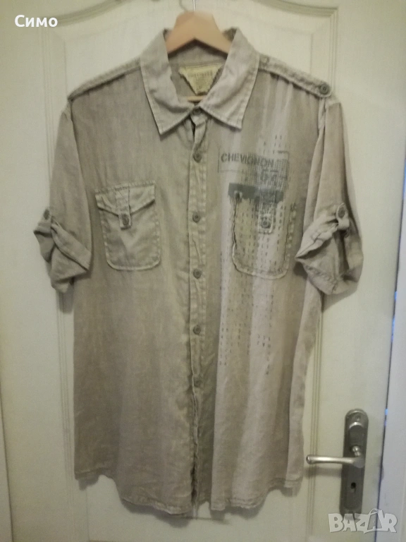 СHEVIGNON - Мъжка Ленена Риза Къс Ръкав, снимка 1