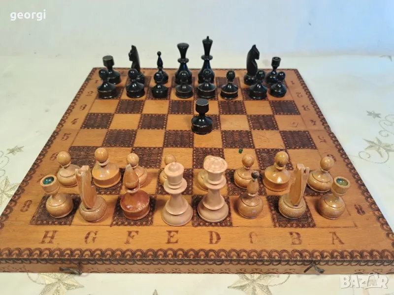 дървена кутия за шах и табла 25/5, снимка 1