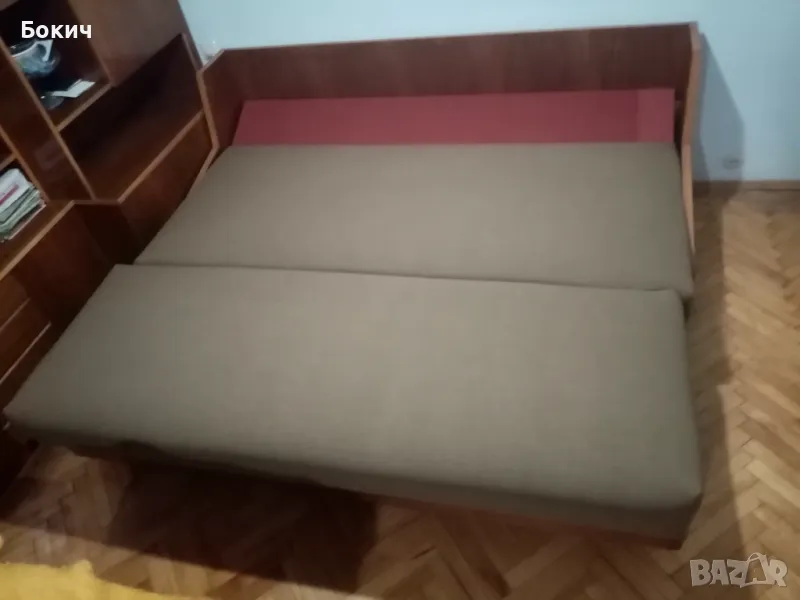 Диван тройка, разтегателен, с механизъм и колела, дърво, правен по поръчка с размери 195х180х50 см , снимка 1