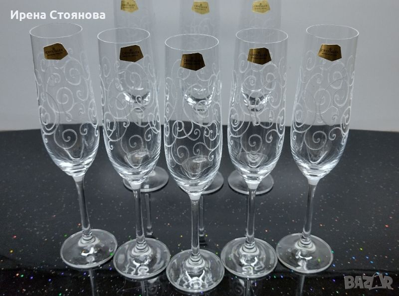 Чаши за шампанско/бяло вино. Чисто нови, кристалин.Bohemia - серия Viola, снимка 1