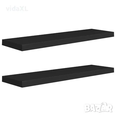 vidaXL Окачени стенни рафтове, 2 бр, черни, 90x23,5x3,8 см, МДФ（SKU:323839）, снимка 1