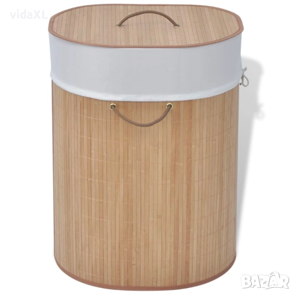 vidaXL Бамбуков кош за пране, овален, натурален цвят（SKU:242727）, снимка 1