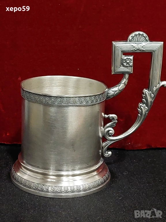 Царска Русия сребро 84 подстакан стил модерн., снимка 1