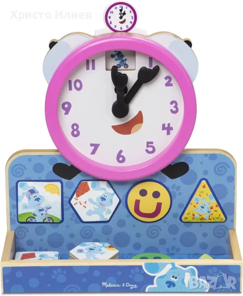 Дървен образователен часовник с магнитни карти Melissa and Doug Загадките на Блу, снимка 1