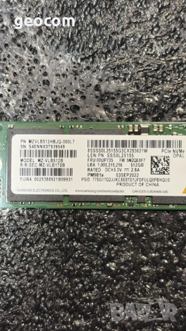 512GB SSD Samsung PM981a M2-2280 (nVme,PCI-Ex Gen3x4), снимка 3 - Твърди дискове - 54273896