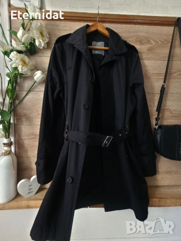 Черен тренч JILINBERG , снимка 4 - Палта, манта - 51863273