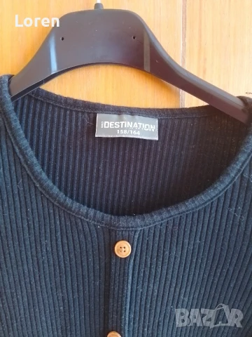 Черна памучна блузка , снимка 2 - Детски Блузи и туники - 51324249