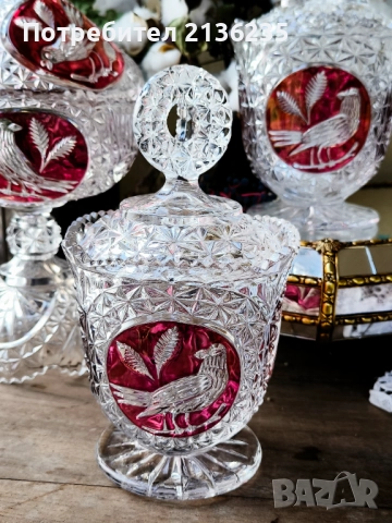 Фруктиера и бонбониери кристал Hofbauer, снимка 2 - Сервизи - 52019200