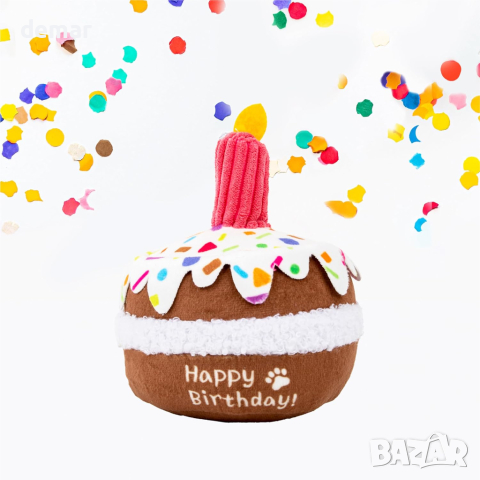 lifefav Dog Birthday Cake Toy Скърцаща играчка за кучета, торта със свещ, подарък за рожден ден , снимка 1 - За кучета - 45071106