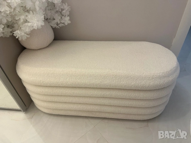 Тапицирана пейка , табуретка с ракла , букле, снимка 8 - Дивани и мека мебел - 54003167