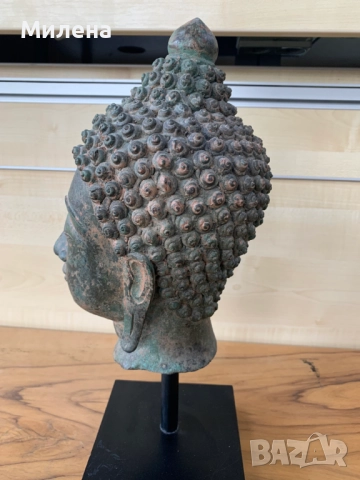 Бронзова глава на Буда, снимка 4 - Антикварни и старинни предмети - 52478018