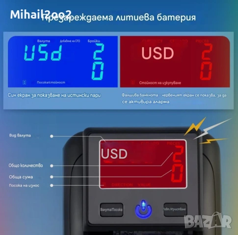 Детектор за банкноти AL-130A, снимка 2 - Друга електроника - 53726440