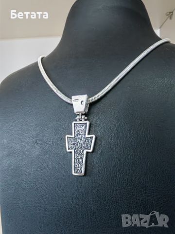 Сребърен кръст, кръст с разпятие, православен кръст, сребърен двулицев кръст, сребро 925, снимка 5 - Колиета, медальони, синджири - 45777147