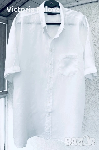 Ленена риза GANT оригинал, 100% лен, снежнобяла, 3XL, Португалия, снимка 6 - Ризи - 53929564