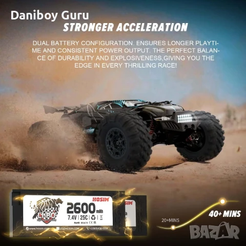 Hosim X07W безчетков мотор RC кола 1/10  Безчеткова скорост 68km/ч Хоби клас 4WD Всички терени, снимка 5 - Коли, камиони, мотори, писти - 51143800