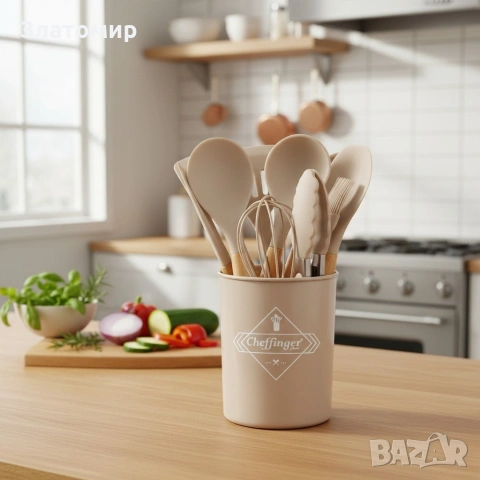 Комплект 12 части кухненски прибори със стойка Cheffinger , снимка 11 - Форми - 53180462