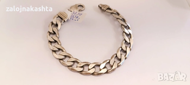 Сребърна гривна Панцер-37,50гр/925, снимка 5 - Гривни - 53370670