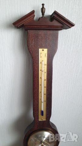 Дървен термометър,барометър,часовник и влагометър, снимка 5 - Антикварни и старинни предмети - 45296431