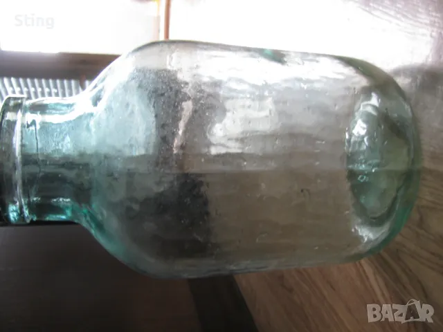 Буркан , Голям , Стъклен , Дебелостеннен ,  Стогодишен , Здрав, снимка 3 - Антикварни и старинни предмети - 49740450