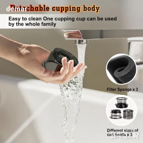 Emooncn 5 в 1 електрически комплект за масаж с вендузи Gua Sha с дистанционно, снимка 6 - Други - 49929672