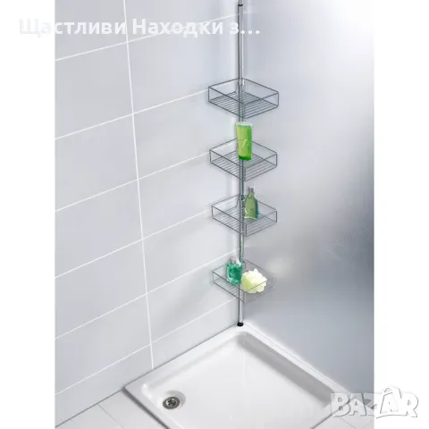 Луксозен Рафт за баня Wenko DOMASO, телескoпичен, неръждаема стомана, до 4 нива, снимка 3 - Душ кабини и вани - 44479105