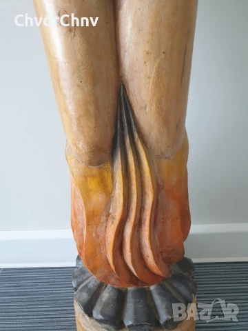 128см-10кг ръчна дърворезба/еротика/голяма стара дървена скулптура/гола жена на клада, снимка 7 - Антикварни и старинни предмети - 51300897