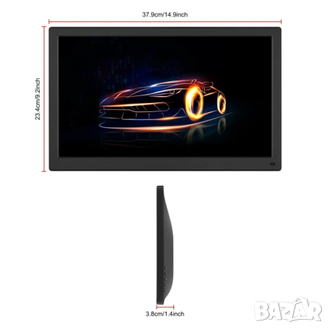 Монитор 12v 15.6” IPS, FULL HD Монитор за кола, камион, автомобил, компютър, HDMI, VGA с говорители, снимка 5 - Аксесоари и консумативи - 53873231