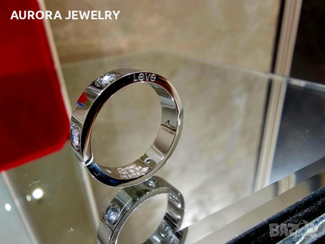 CARTIER Love White Gold 6 Diamonds Classic Model Пръстен, снимка 4 - Пръстени - 53237940