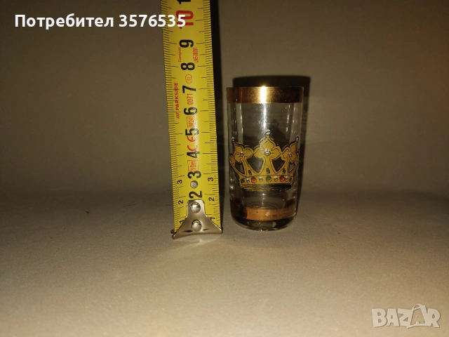 Ретро сервиз за ракия „Златна корона“ – 6 бр. чаши с позлата, снимка 3 - Чаши - 53661684