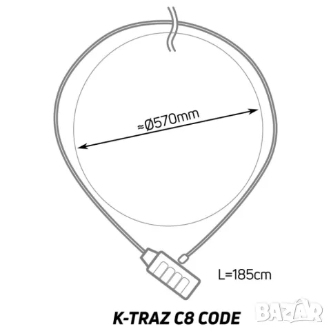 Стоманен Катинар-спирала За Велосипед Zefal K-traz C8 Code С 4-цифрена Комбинация За Защита, снимка 2 - Аксесоари за велосипеди - 49395024