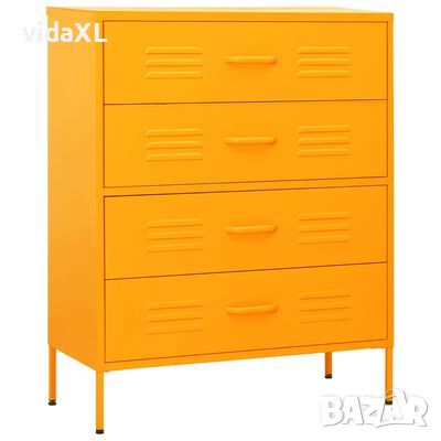 vidaXL Шкаф с чекмеджета, горчица жълто, 80х35х101,5 см, стомана*SKU:336200