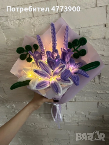 Ръчно направен букет с лампички 