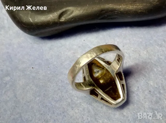 ШАРМАНТЕН СКЪПОЦЕНЕН СРЕБЪРЕН ПРЪСТЕН СРЕБРО 925 с БЯЛА ПОЗЛАТА ЛАБОРАТОРЕН МОЙСАНИТ МАРКАЗИТИ 48743, снимка 5 - Пръстени - 49346500