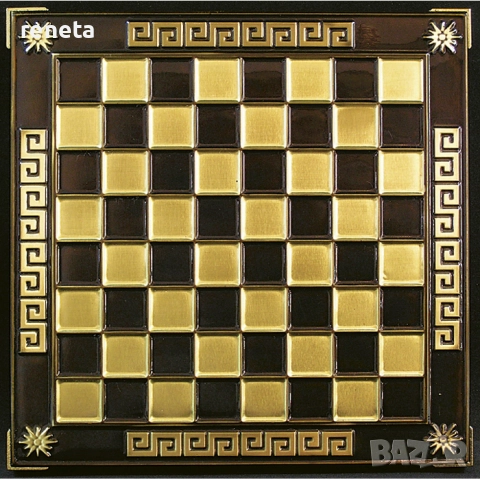 Шах Класика, Метална дъска, метални фигури, Кафяв, 28х28 см, снимка 3 - Шах и табла - 52535390