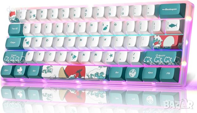 MIHIYIRY 60% кабелна игрална клавиатура, 61 клавиша SK механична клавиатура, RGB подсветка, снимка 1 - Клавиатури и мишки - 46461242