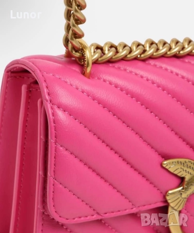 Оригинална розова Чанта Pinko Leather Shoulder Bag, снимка 2 - Чанти - 52456964