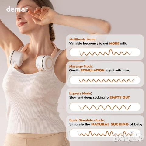 Електрическа помпа за кърма NCVI с лента за врата, 4 режима и 9 нива, включен калъф, снимка 3 - Помпи за кърма - 54025560