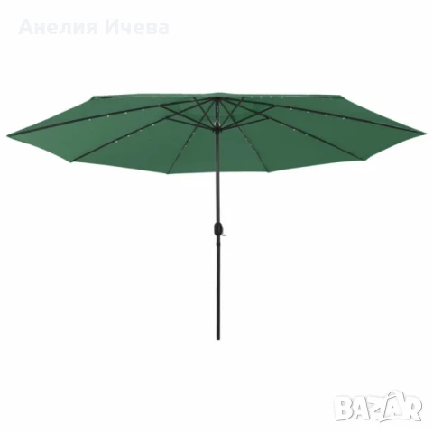 Градински чадър 300x260 см – Зелен плат с черна основа, снимка 2 - Други стоки за дома - 50607067