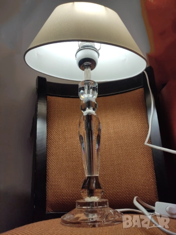 Настолна кристална лампа с абажур от плат, снимка 1 - Настолни лампи - 53594089