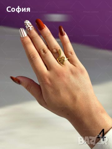 Хубав дамски златист пръстен тип змия от медицинска стомана, снимка 4 - Пръстени - 45454716