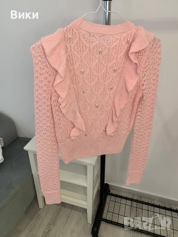 Нов пуловер с перли и камъни, снимка 6 - Блузи с дълъг ръкав и пуловери - 51595827