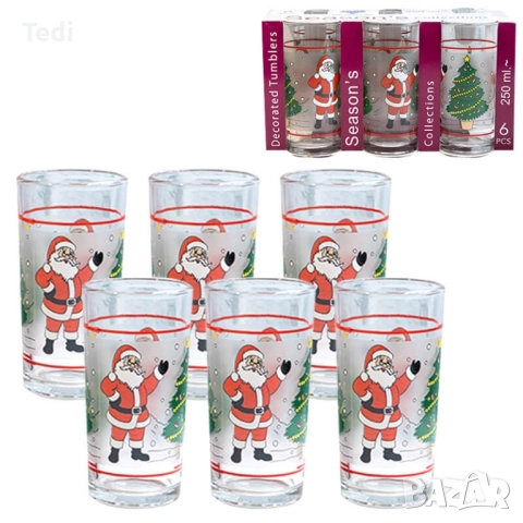 Търся комплект коледни чаши с дизайн на Дядо Коледа 