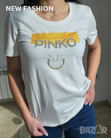 Дамски Памучни Тениски -лого Бродирано ✨ PINKO , снимка 5 - Тениски - 48928930