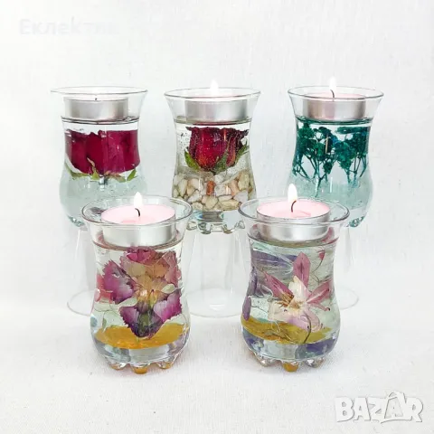 Стъклени свещници /преспапиета с хербарий, снимка 4 - Декорация за дома - 50174551