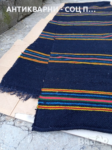 Стара Вълнена Ръчно Тъкана Двустранна Черга Пътика 400см./75см. , снимка 5 - Антикварни и старинни предмети - 51738335