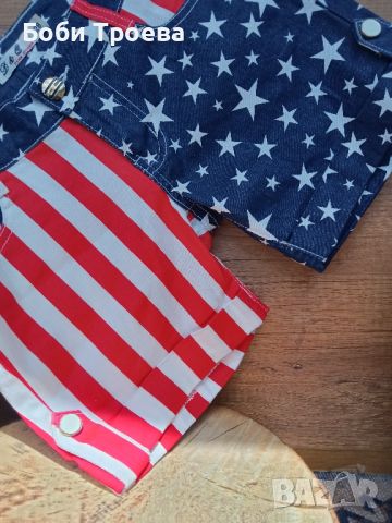 Удобни къси панталони с принт на американско знаме, дамски ежедневни, снимка 4 - Къси панталони и бермуди - 45324622